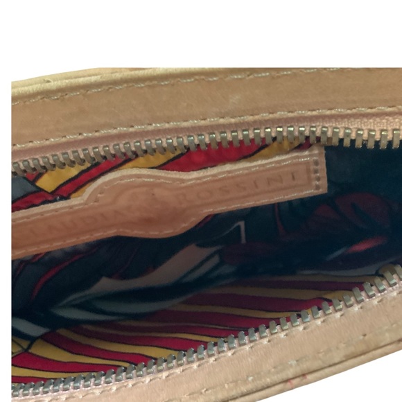 Claudia Rossini Wristlet Red Suede and Tan Leather 10" x 6" Perfect! - Picture 7 of 7